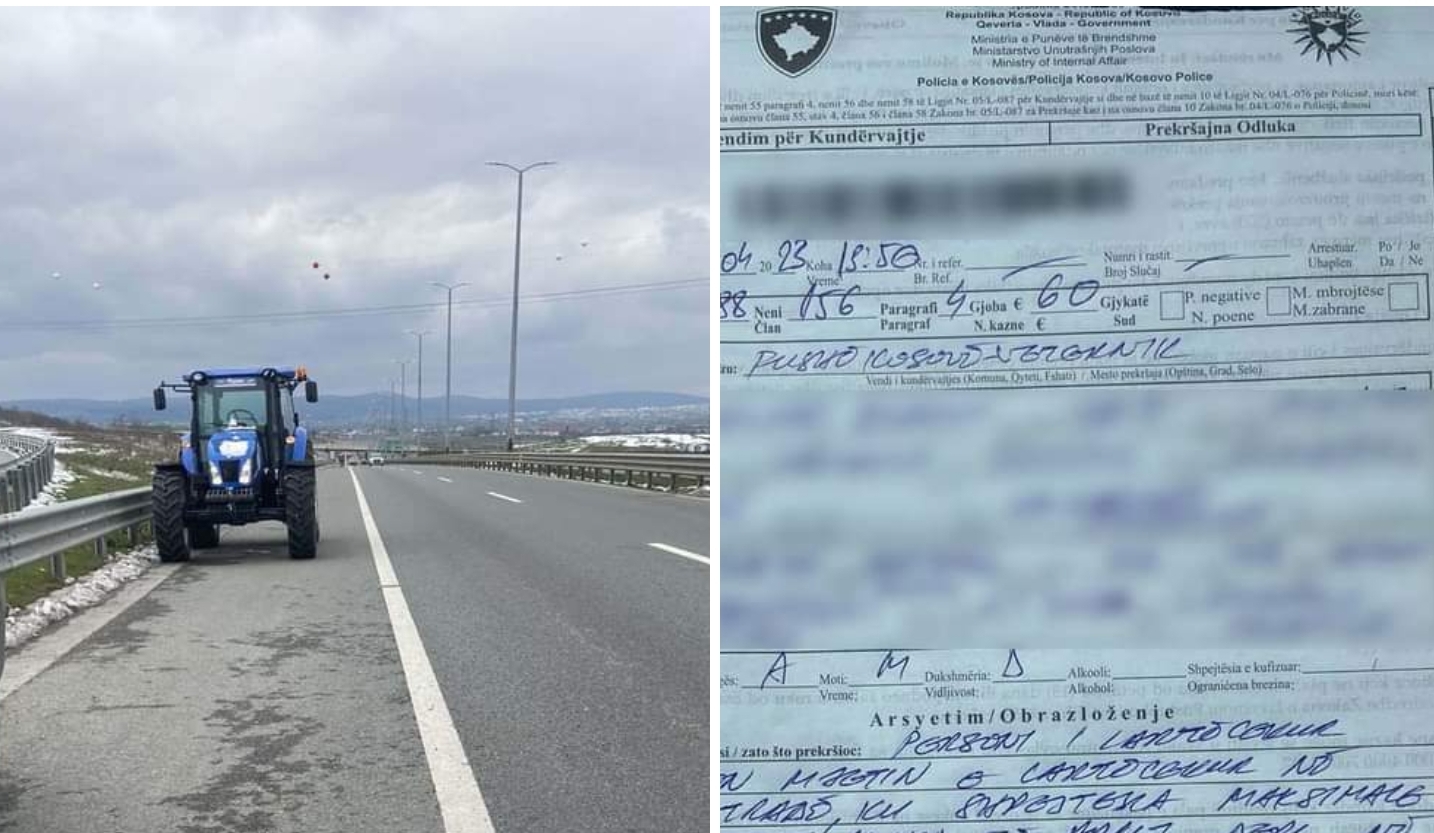 Ngasja e traktorit në autostradë, policia shqipton gjobë