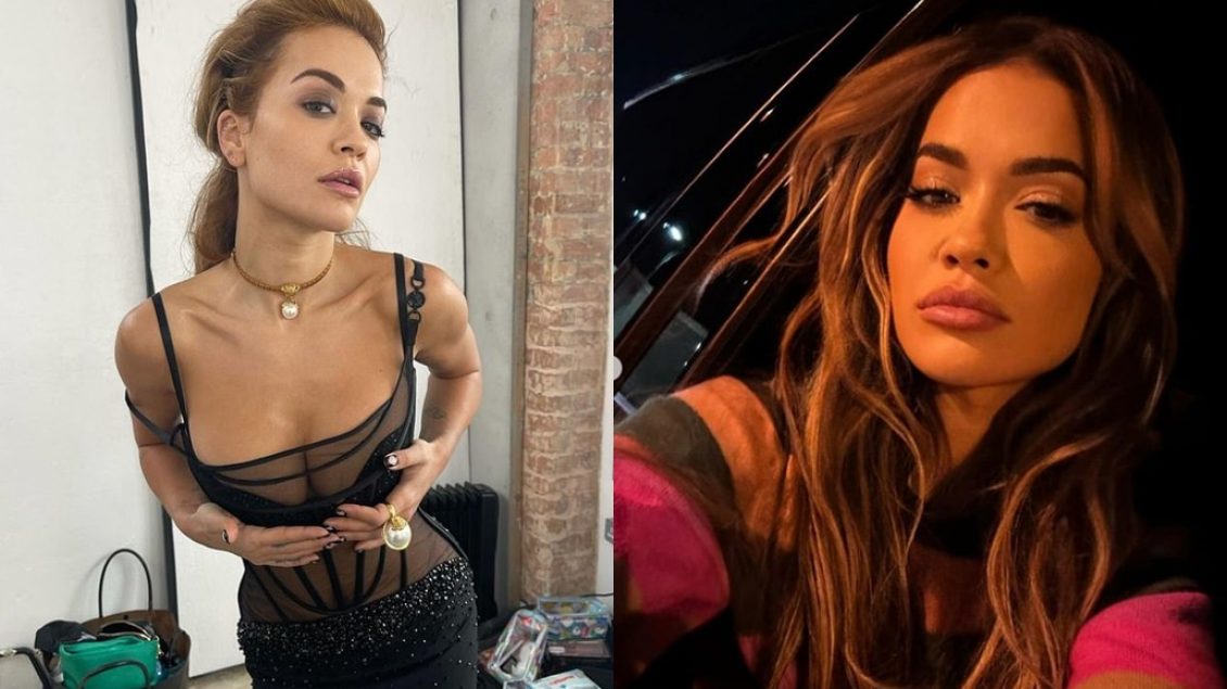 Rita Ora shfaqet atraktive me një fustan të zi gjysmë të tejdukshëm